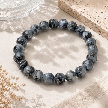 asta-Acetate Beaded Bracelet  Midnight Slate Mist-8mm-0231