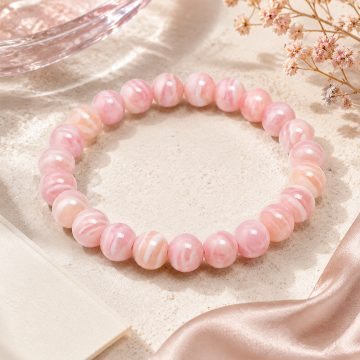 asta-Acetate Beaded Bracelet  Sakura Blush Veil-8mm-0230