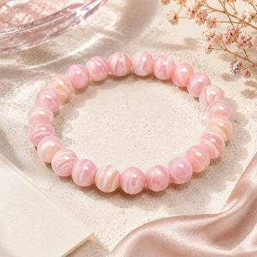 asta-Acetate Beaded Bracelet  Sakura Blush Veil-8mm-0230