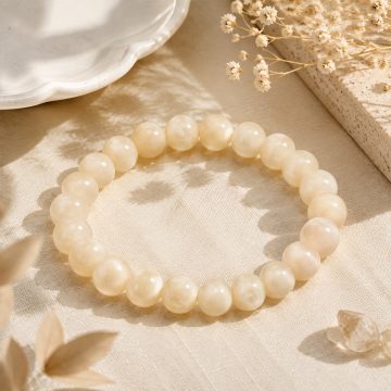 asta-Acetate Beaded Bracelet  Vanilla Soft Glow-8mm-0232