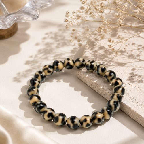 asta-Acetate Beaded Bracelet  Mocha Night Mosaic-8mm-0233