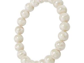 asta-Acetate Beaded Bracelet  Moon White Jade Glow-8mm-0234