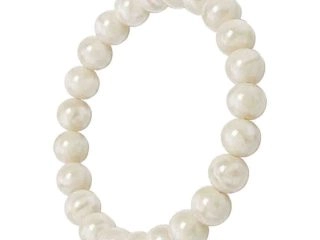 asta-Acetate Beaded Bracelet  Moon White Jade Glow-8mm-0234