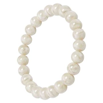 asta-Acetate Beaded Bracelet  Moon White Jade Glow-8mm-0234