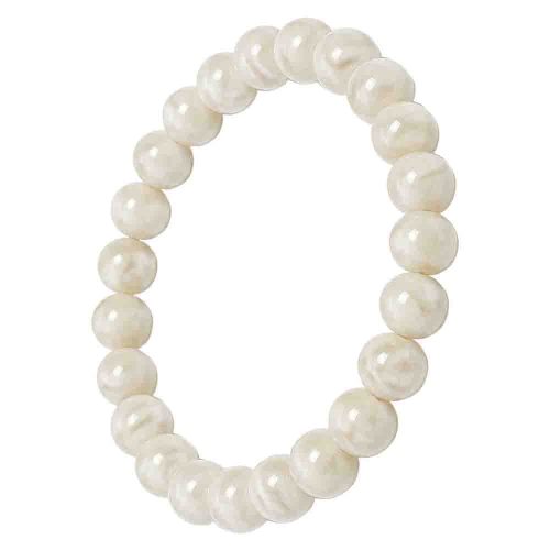 asta-Acetate Beaded Bracelet  Moon White Jade Glow-8mm-0234