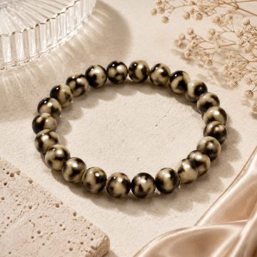 asta-Acetate Beaded Bracelet  Celestial Amber Mosaic-8mm-0235
