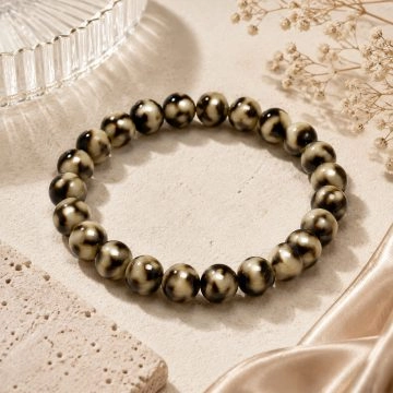 asta-Acetate Beaded Bracelet  Celestial Amber Mosaic-8mm-0235