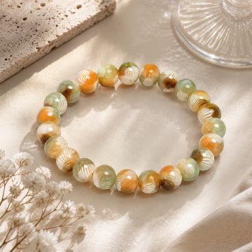 asta-Acetate Beaded Bracelet  Sage Almond Harvest Essence-8mm-0236