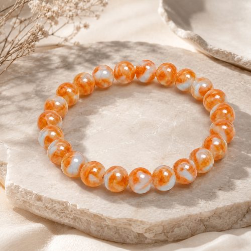 asta-Acetate Beaded Bracelet  Vanilla Tangerine Drift-8mm-0237
