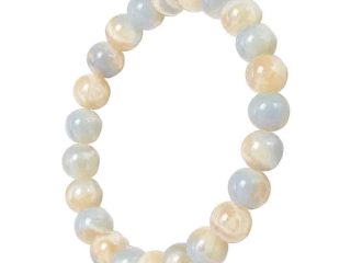 asta-Acetate Beaded Bracelet  Polar Ice & Ivory Pearl Swirl-8mm-0239