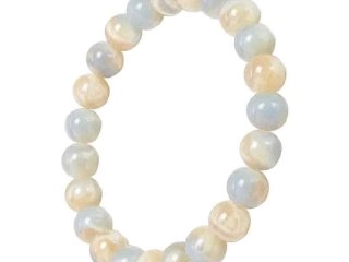asta-Acetate Beaded Bracelet  Polar Ice & Ivory Pearl Swirl-8mm-0239