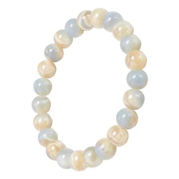 asta-Acetate Beaded Bracelet  Polar Ice & Ivory Pearl Swirl-8mm-0239