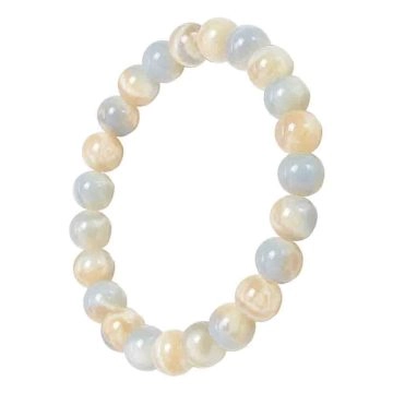 asta-Acetate Beaded Bracelet  Polar Ice & Ivory Pearl Swirl-8mm-0239