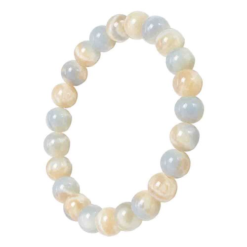 asta-Acetate Beaded Bracelet  Polar Ice & Ivory Pearl Swirl-8mm-0239