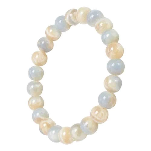 asta-Acetate Beaded Bracelet  Polar Ice & Ivory Pearl Swirl-8mm-0239