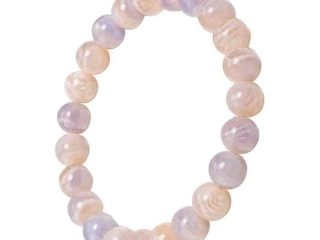 asta-Acetate Beaded Bracelet  Lavender Cream Quartz Swirl-8mm-0240