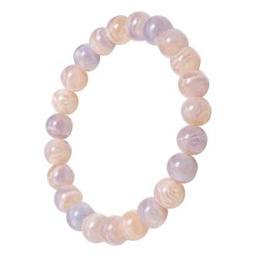 asta-Acetate Beaded Bracelet  Lavender Cream Quartz Swirl-8mm-0240