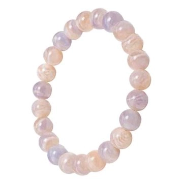 asta-Acetate Beaded Bracelet  Lavender Cream Quartz Swirl-8mm-0240