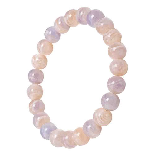 asta-Acetate Beaded Bracelet  Lavender Cream Quartz Swirl-8mm-0240