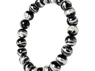 asta-Acetate Beaded Bracelet  Obsidian Ink Matrix-8mm-0242