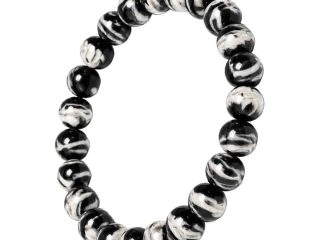 asta-Acetate Beaded Bracelet  Obsidian Ink Matrix-8mm-0242