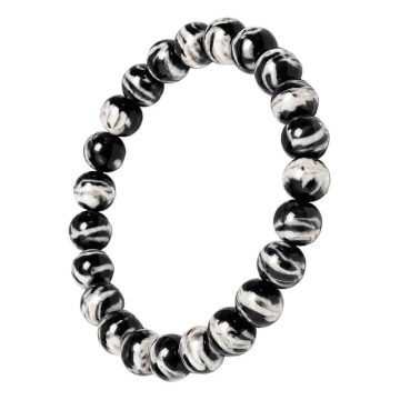 asta-Acetate Beaded Bracelet  Obsidian Ink Matrix-8mm-0242