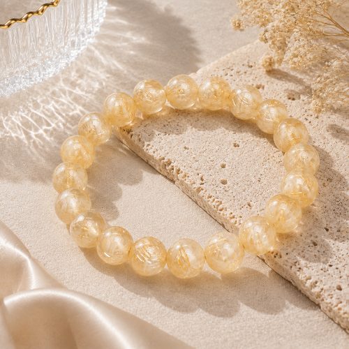 asta-Acetate Beaded Bracelet  Alabaster Creamy Essence-8mm-0243