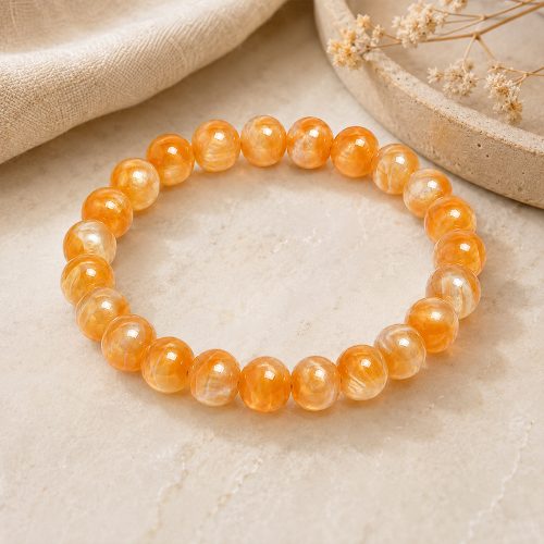 asta-Acetate Beaded Bracelet  Amber Soft Glow-8mm-0244