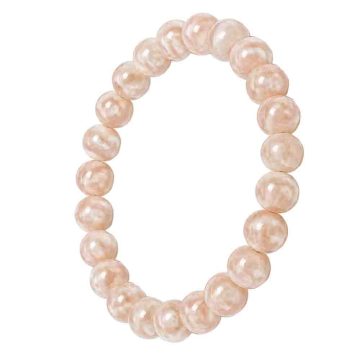 asta-Acetate Beaded Bracelet  Apricot Pearl Mosaic-8mm-0246