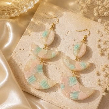 asta-Acetate Earrings Mint Peach Mousse-0202