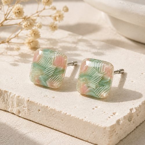 asta-Acetate Earrings Mint Sakura Veil-0302
