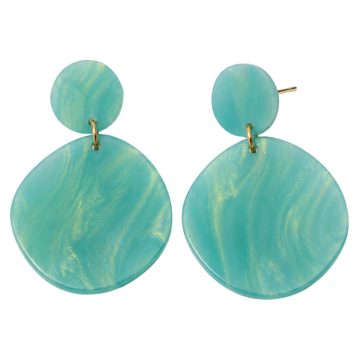 asta-Acetate Earrings Turquoise Gold Swirl-0401
