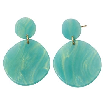 asta-Acetate Earrings Turquoise Gold Swirl-0401