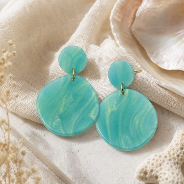 asta-Acetate Earrings Turquoise Gold Swirl-0401
