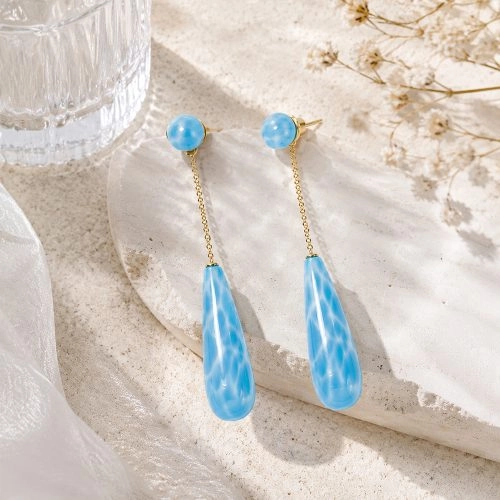 asta-Acetate Earrings Glacier Blue Vein-0501