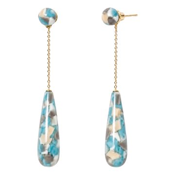 asta-Acetate Earrings Icelandic Teal & Granite Swirl-0502