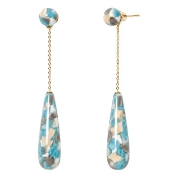 asta-Acetate Earrings Icelandic Teal & Granite Swirl-0502