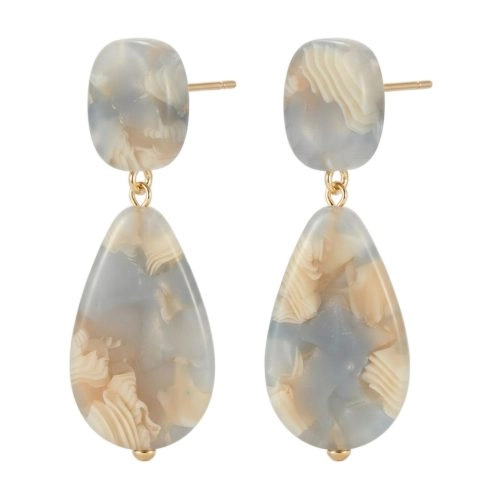 asta-Acetate Earrings Polar Ice & Ivory Pearl Swirl-0702