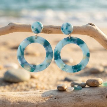 asta-Acetate Earrings Ocean Opal Swirl-0801