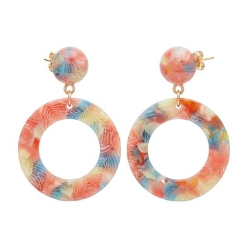asta-Acetate Earrings Rainbow Opal Matrix-0802