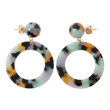 asta-Acetate Earrings Neon Rainbow Obsidian Swirl-0803