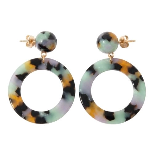 asta-Acetate Earrings Neon Rainbow Obsidian Swirl-0803