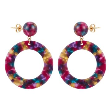 asta-Acetate Earrings Multicolor Opal Nebula Swirl-0804
