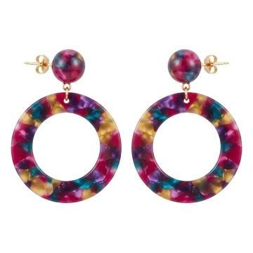 asta-Acetate Earrings Multicolor Opal Nebula Swirl-0804