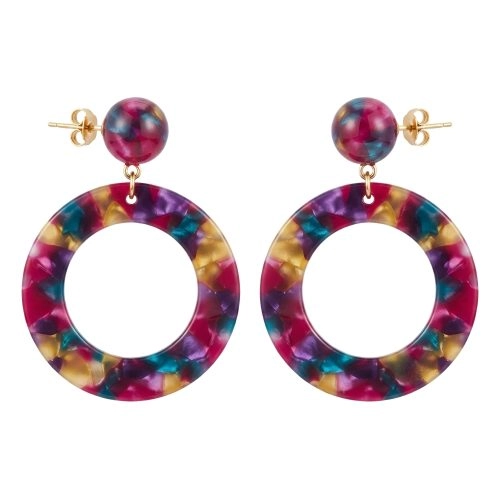 asta-Acetate Earrings Multicolor Opal Nebula Swirl-0804
