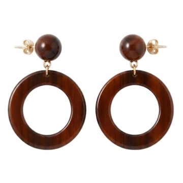 asta-Acetate Earrings Agarwood Amber Grain-0806