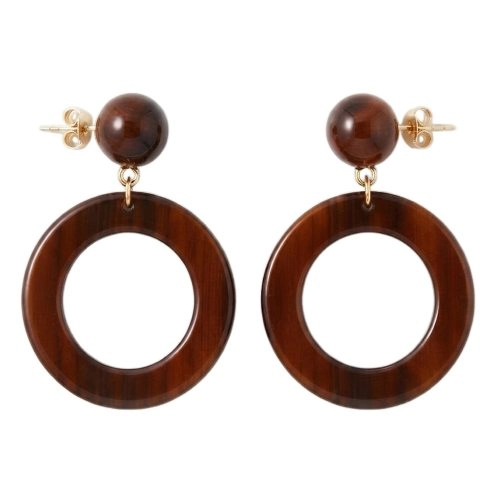 asta-Acetate Earrings Agarwood Amber Grain-0806