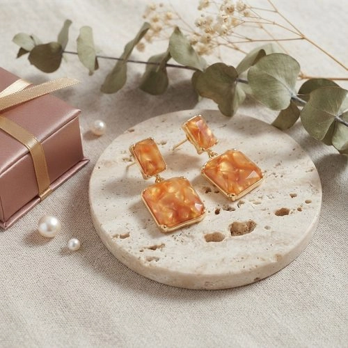 asta-Acetate Earrings Orange Blush Pearl-0904
