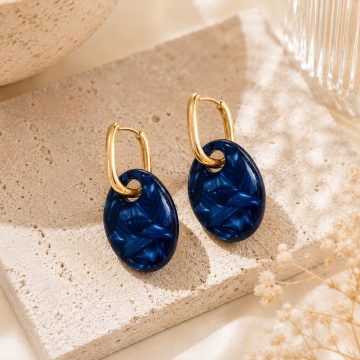 asta-Acetate Earrings Indigo Satin Veil-1005