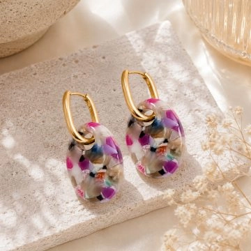 asta-Acetate Earrings Floral Mosaic Pearl-1006